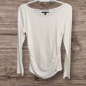 Banana Republic Factory Long sleeve ecru ruched top- size medium- VGUC